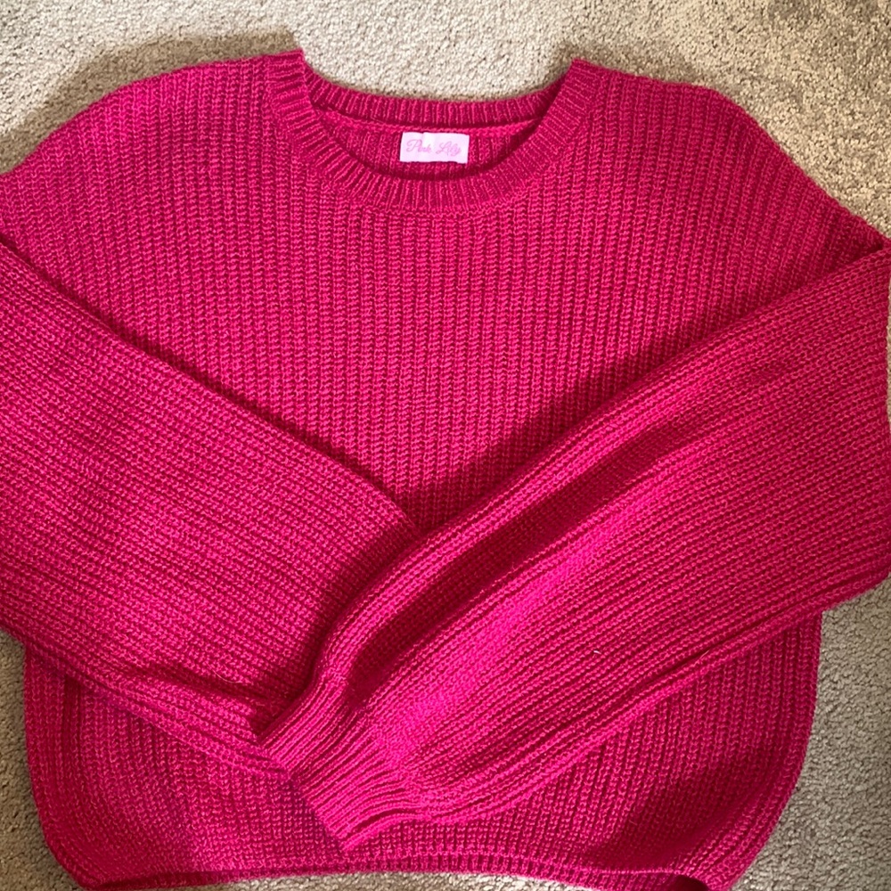 Pink Lily cropped sweater